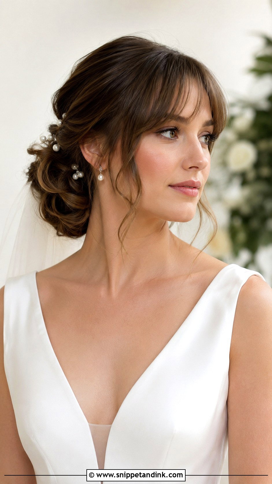 Long Wedding Hair Low Bun With Bangs - Snippet and Ink - 15 Long Wedding Hair with Bangs