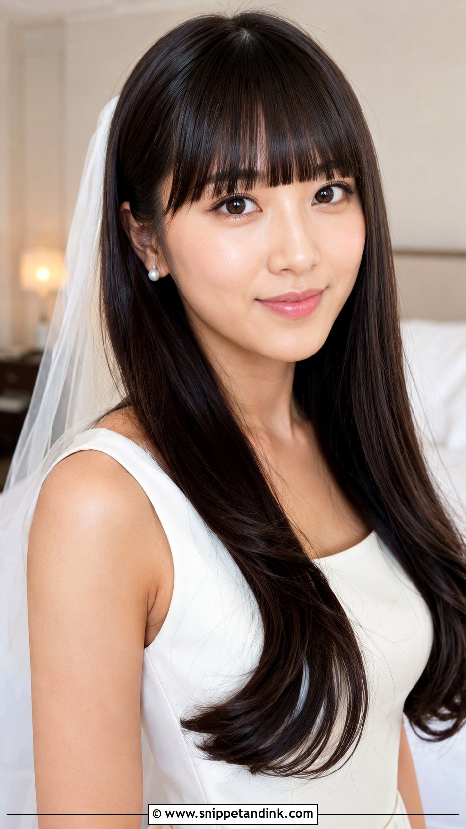 Long Wedding Hair With Blunt Bangs - Snippet and Ink - 15 Long Wedding Hairstyles with Bangs