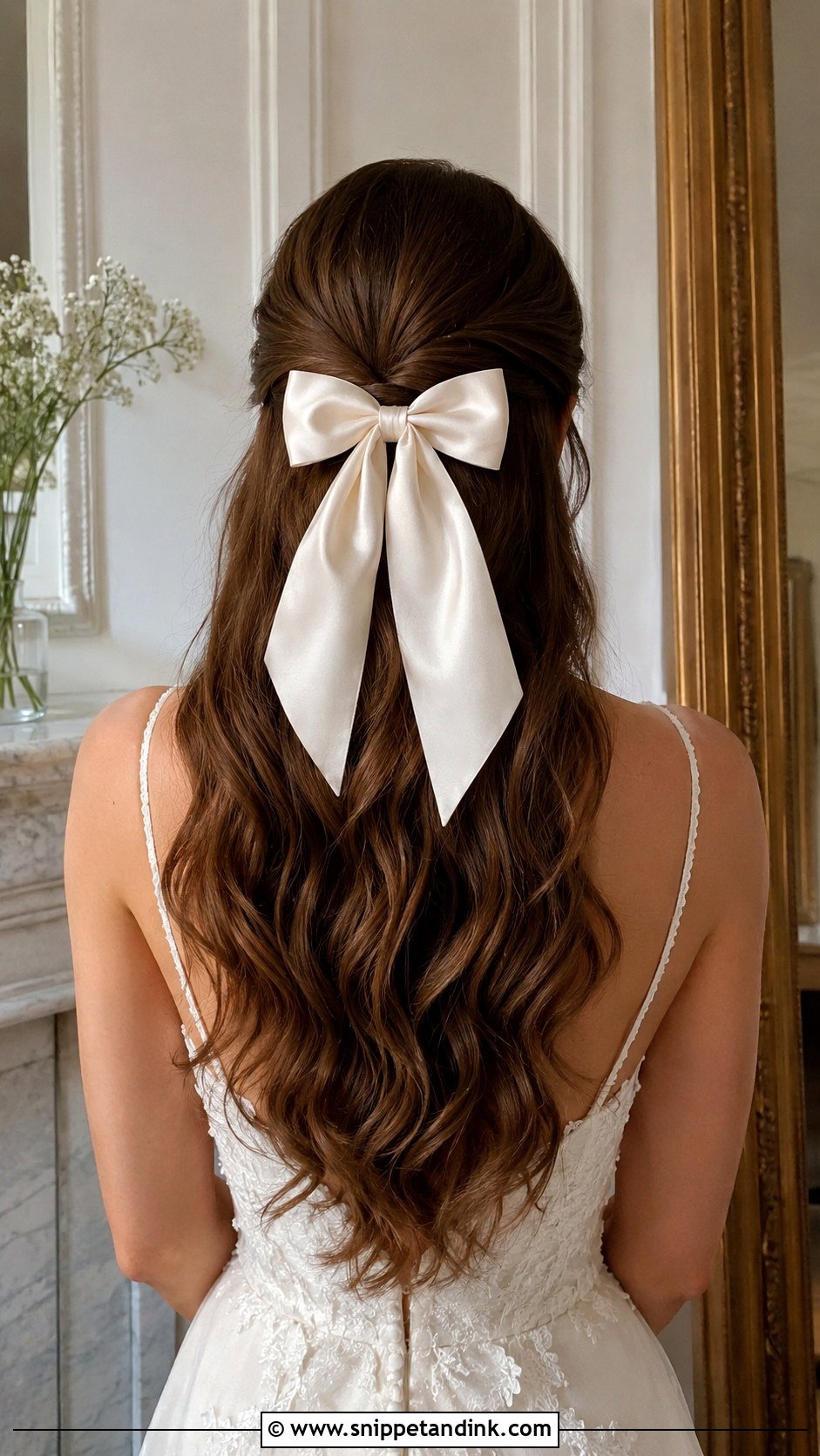 Long Wedding Hair With Bow - Snippet and Ink - 20 Long Hair Down Wedding Hairstyles