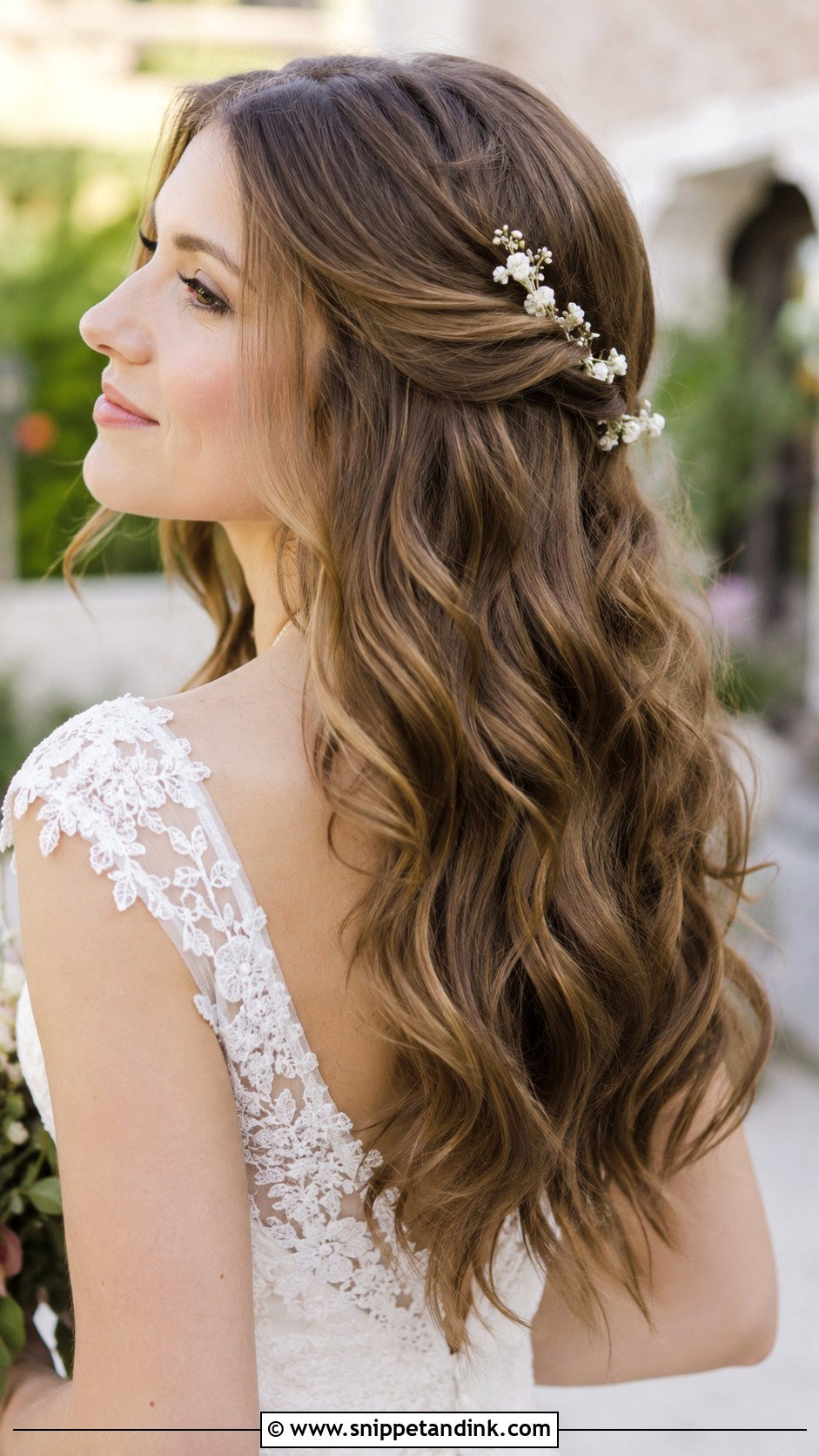 Long Wedding Hair With Floral Pins - Snippet and Ink - 20 Long Hair Down Wedding Hairstyles