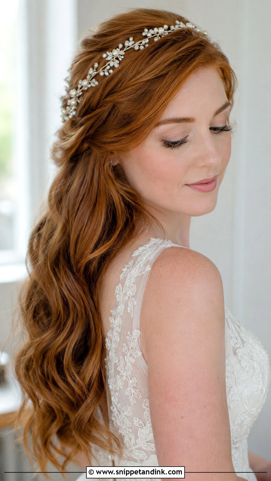 Long Wedding Hair With Hair Vine - Snippet and Ink - 20 Wedding Hair Long Down Ideas