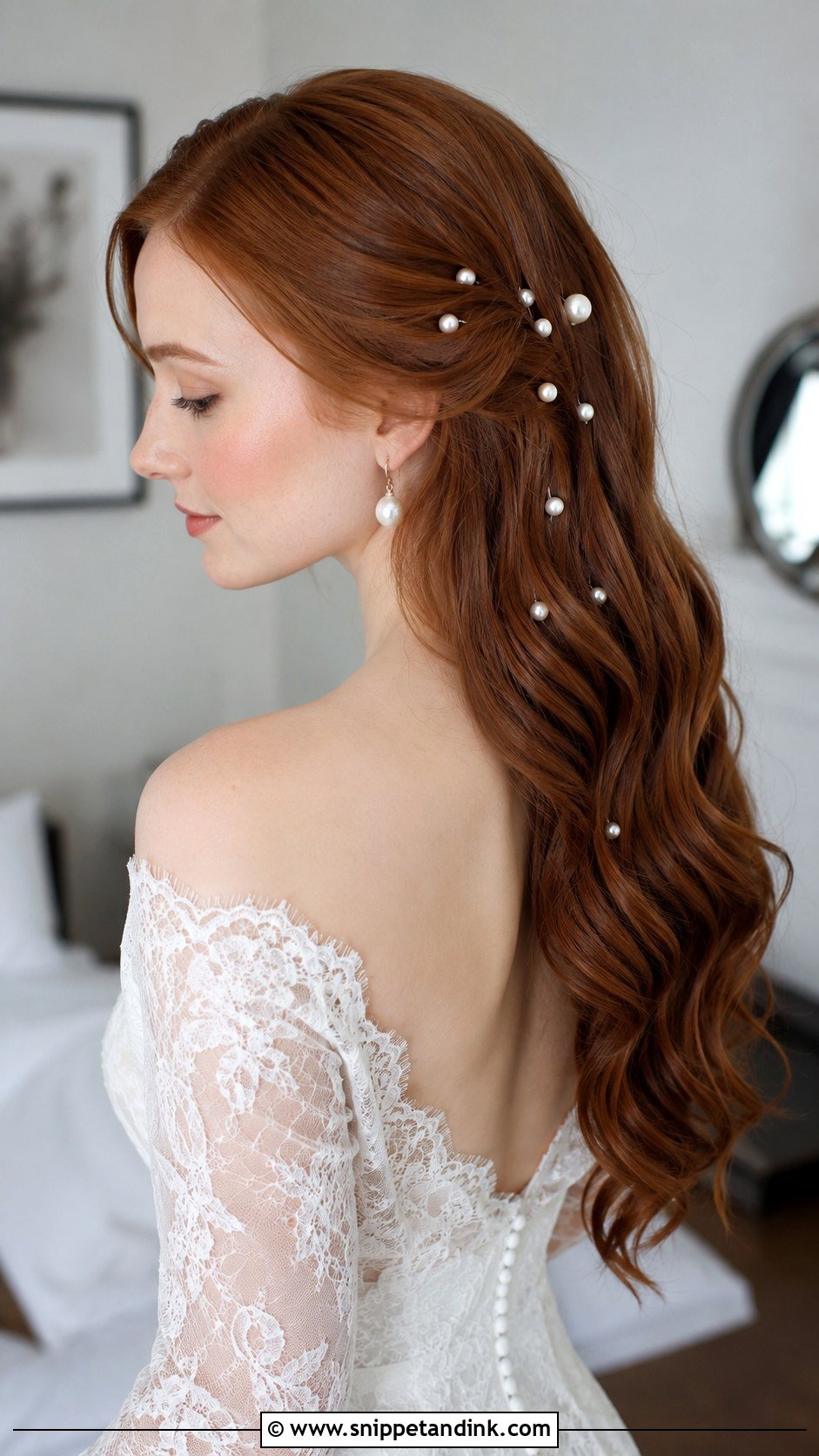Long Wedding Hair With Pearl Pins - Snippet and Ink - 20 Long Hair Down Wedding Hairstyles