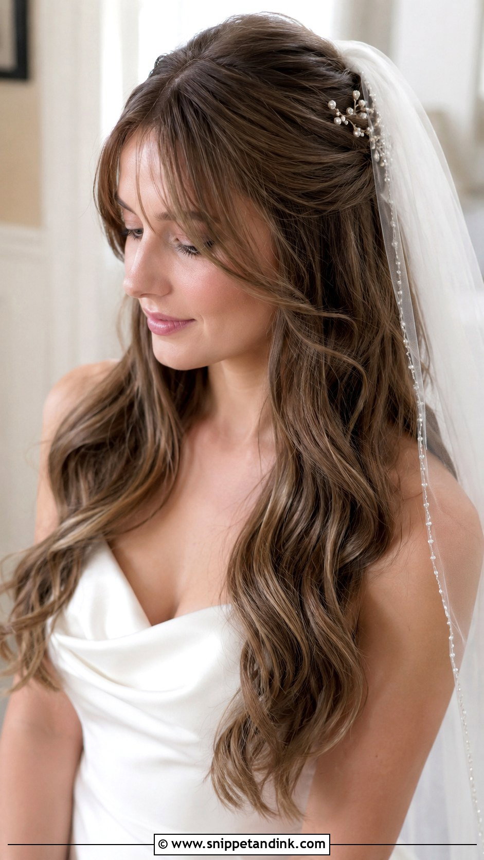 Long Wedding Hair With Veil And Bangs - Snippet and Ink - 15 Long Wedding Hair with Bangs