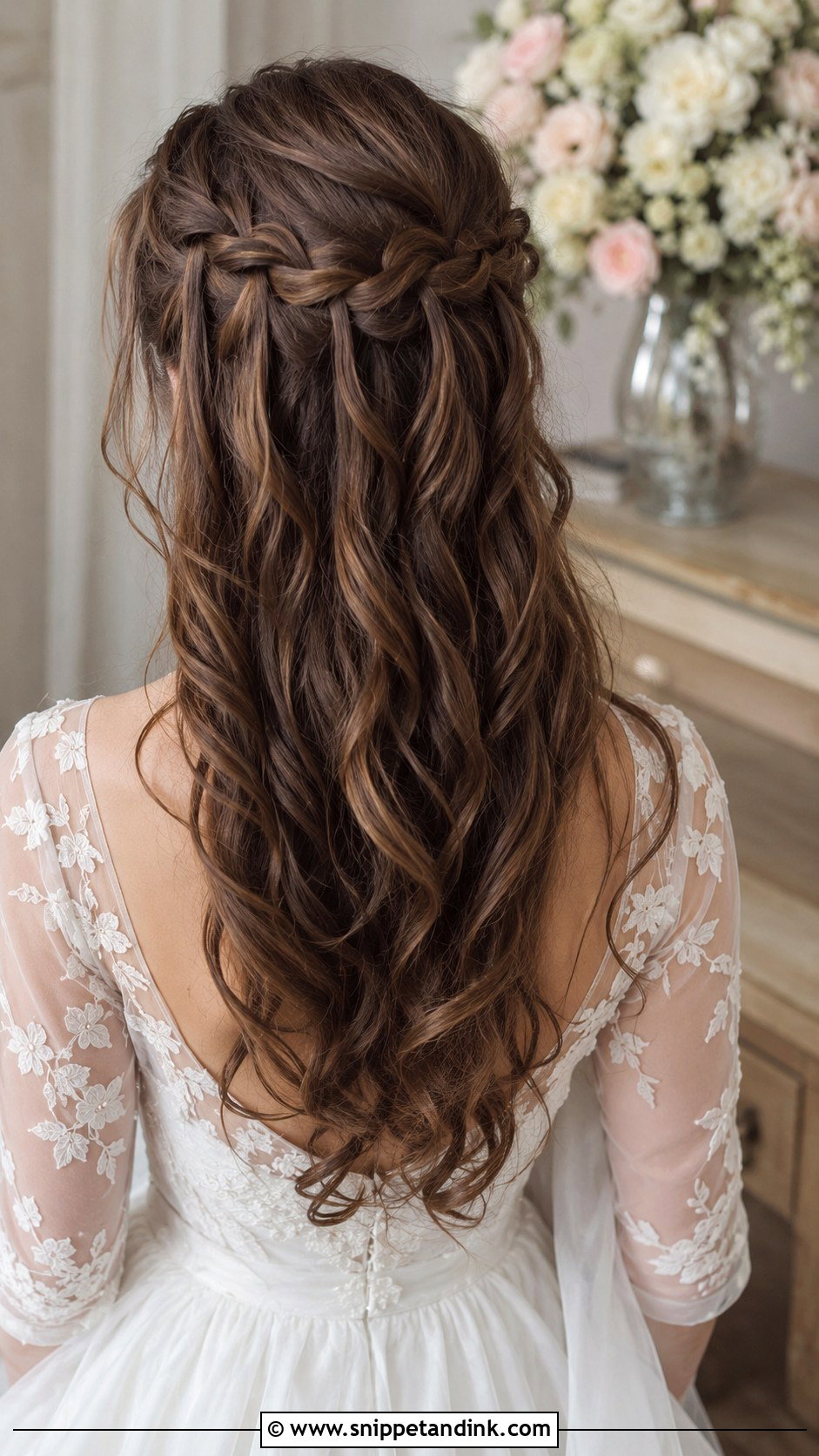 Long Wedding Hair With Waterfall Braid - Snippet and Ink - 20 Long Hair Down Wedding Hairstyles