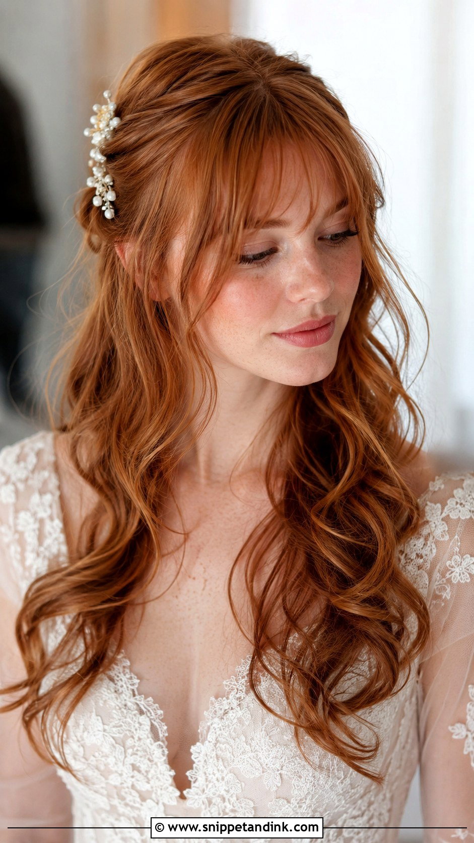 Long Wedding Hair With Wispy Bangs - Snippet and Ink - 15 Long Wedding Hairstyles with Bangs