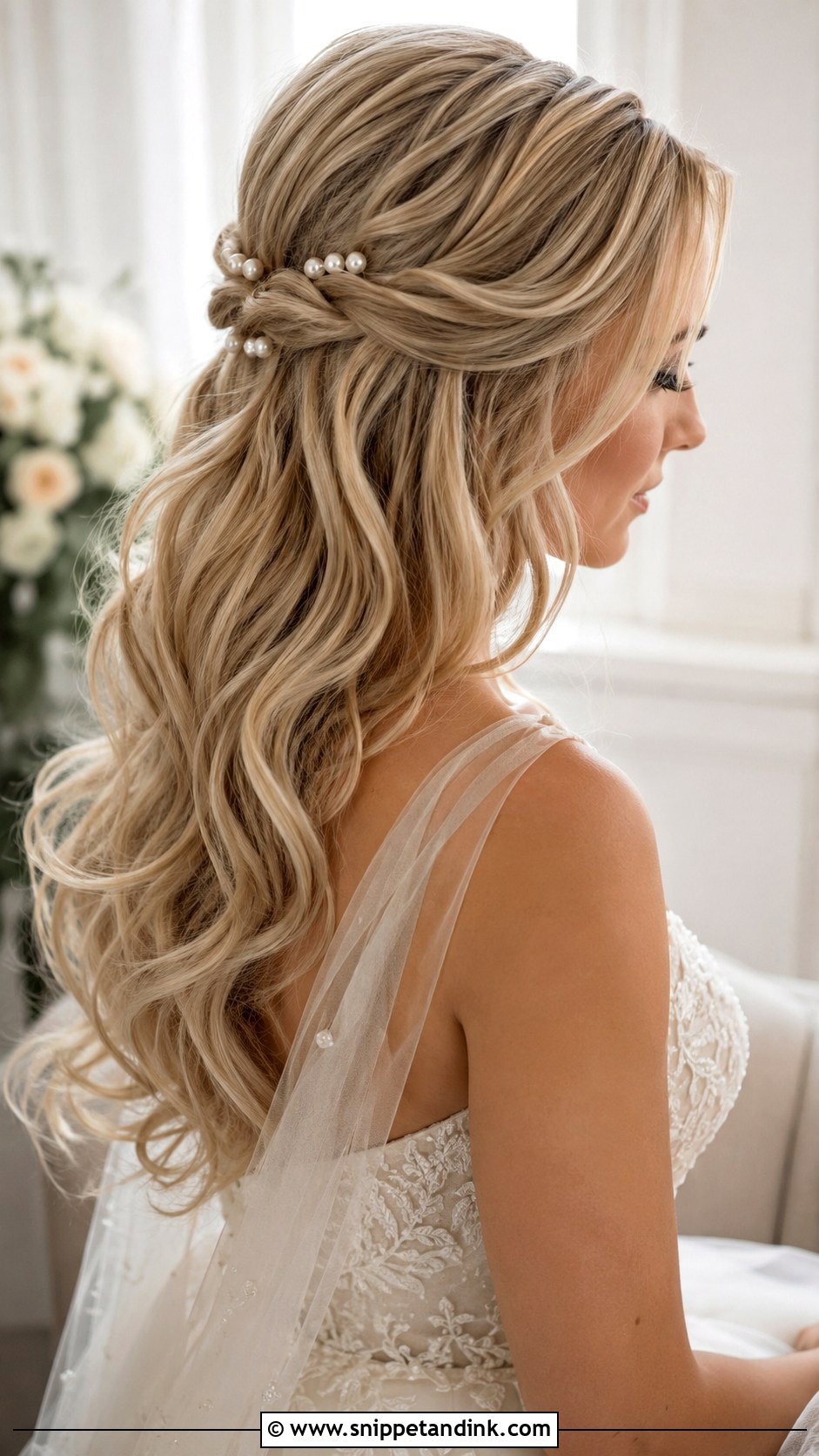 Long Wedding Hairstyle With Pearl Pins - Snippet and Ink - 15 Long Hairstyles Ideas for Wedding