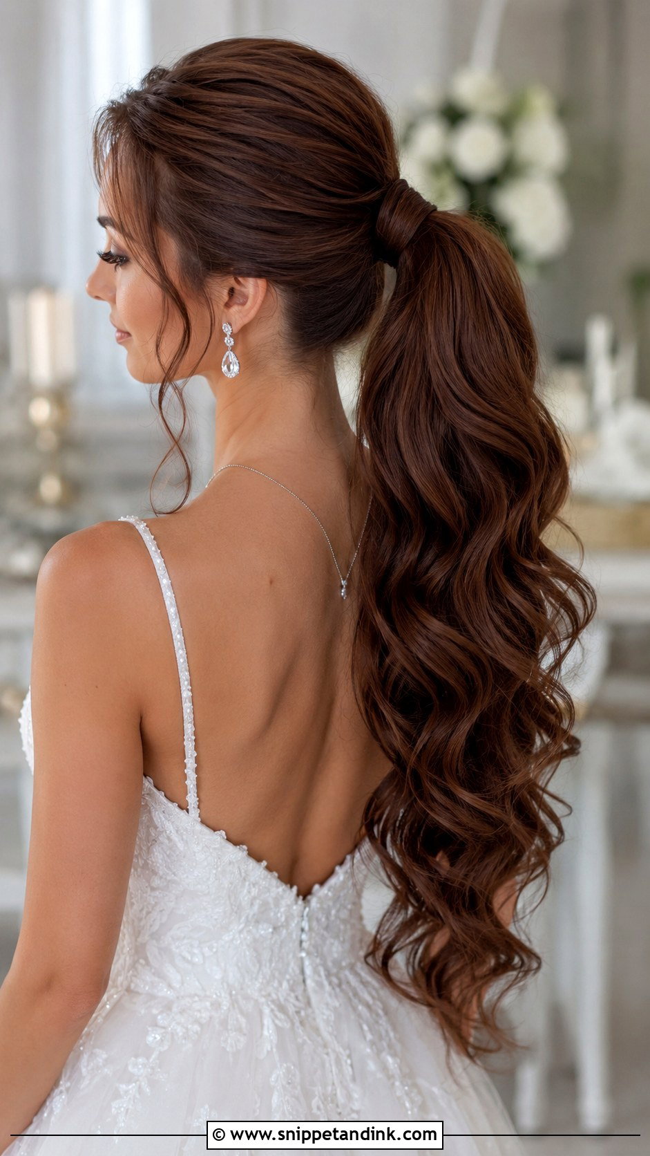 Long Wedding Ponytail With Extensions - Snippet and Ink - 30 Pony Tailed Wedding Hairstyle Ideas