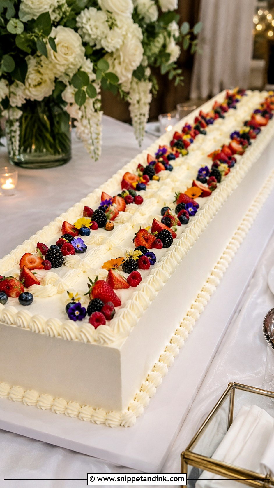 Long Wedding Sheet Cake - Snippet and Ink - 20 Wedding Cake Assembly