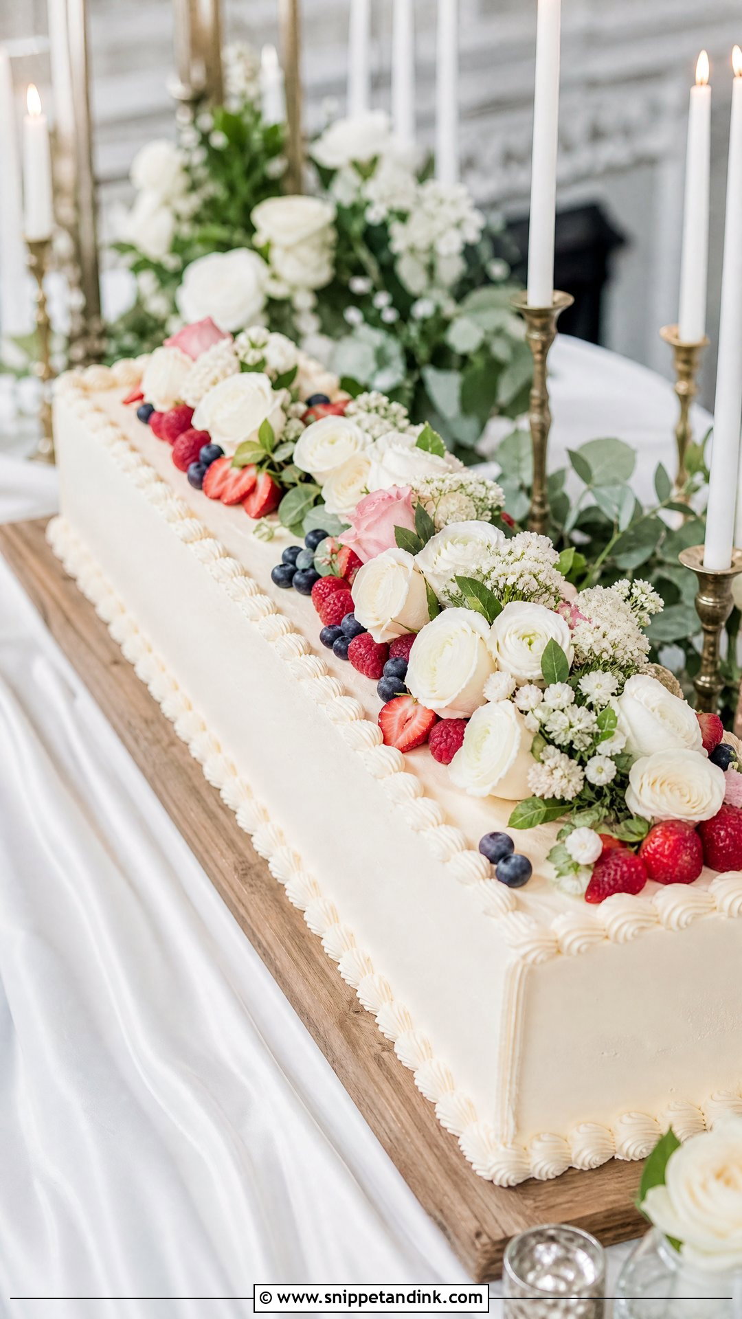Long Wedding Sheet Cake - Snippet and Ink - 20 Wedding Sheet Cake Ideas