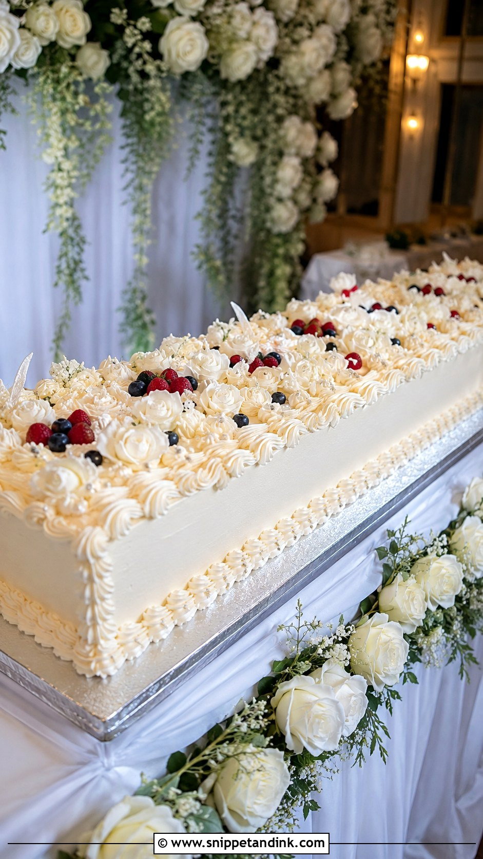 Long Wedding Sheet Cake - Snippet and Ink - 20 Extravagant Wedding Cakes