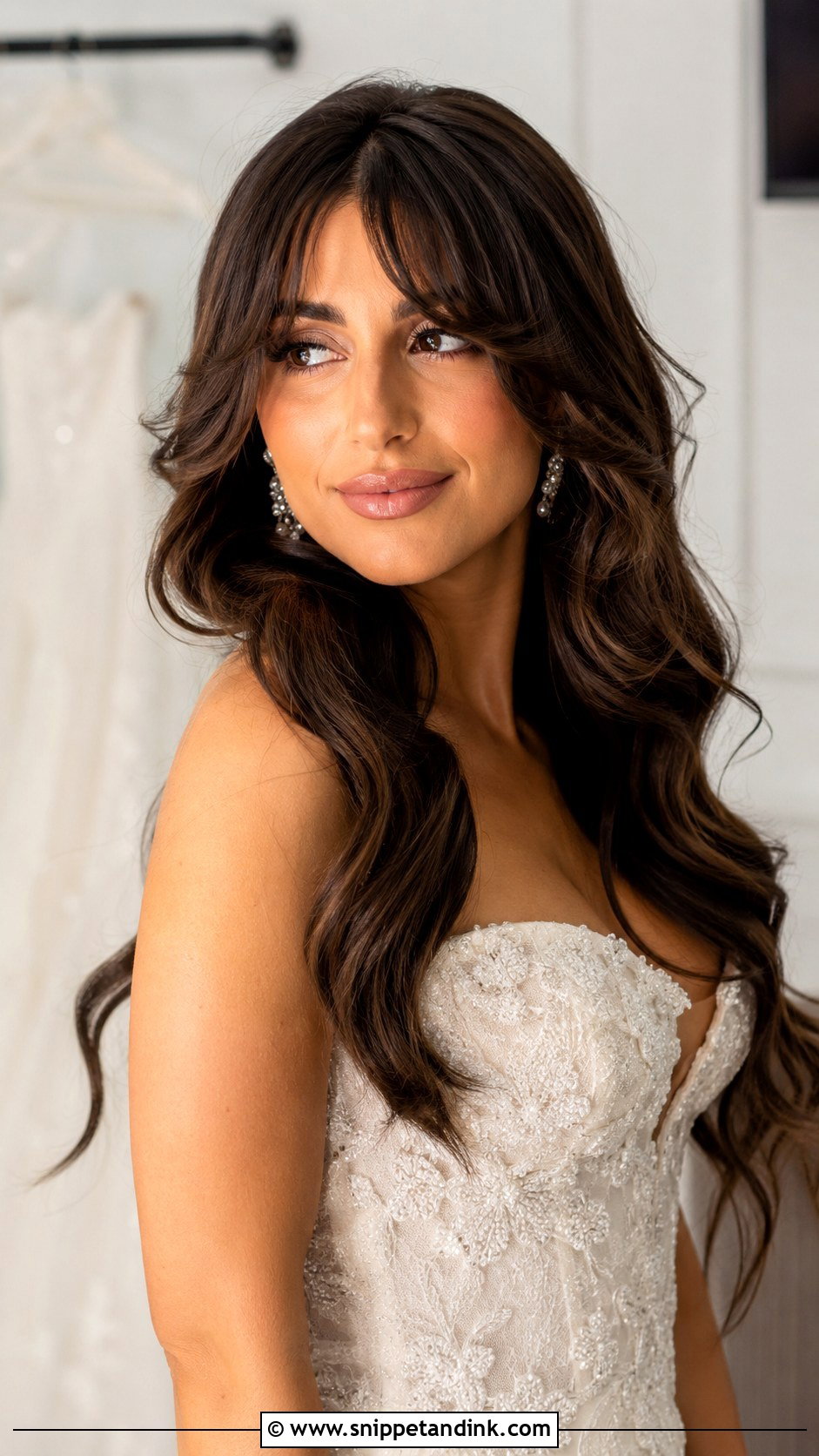 Long Wedding Waves With Bangs - Snippet and Ink - 15 Long Wedding Hairstyles with Bangs