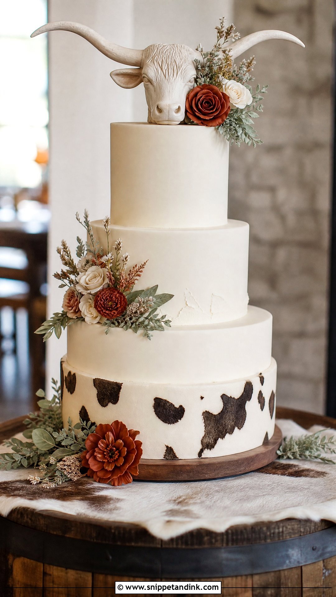 Longhorn Wedding Cake - Snippet and Ink - 20 Western Wedding Cake Ideas
