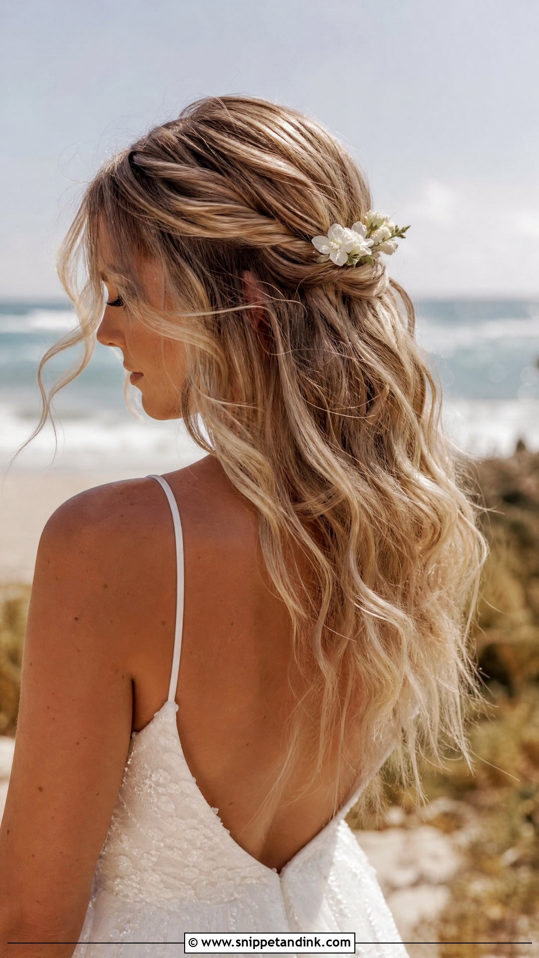 Loose Beach Waves Wedding Hairstyle - Snippet and Ink - 20 Shoulder Length Bridal Hairstyles