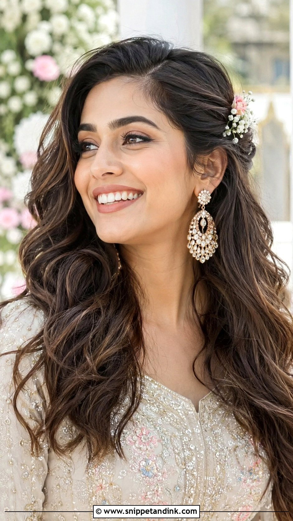 Loose Beach Waves for Dholki - Snippet and Ink - 25 Dholki Hairstyles