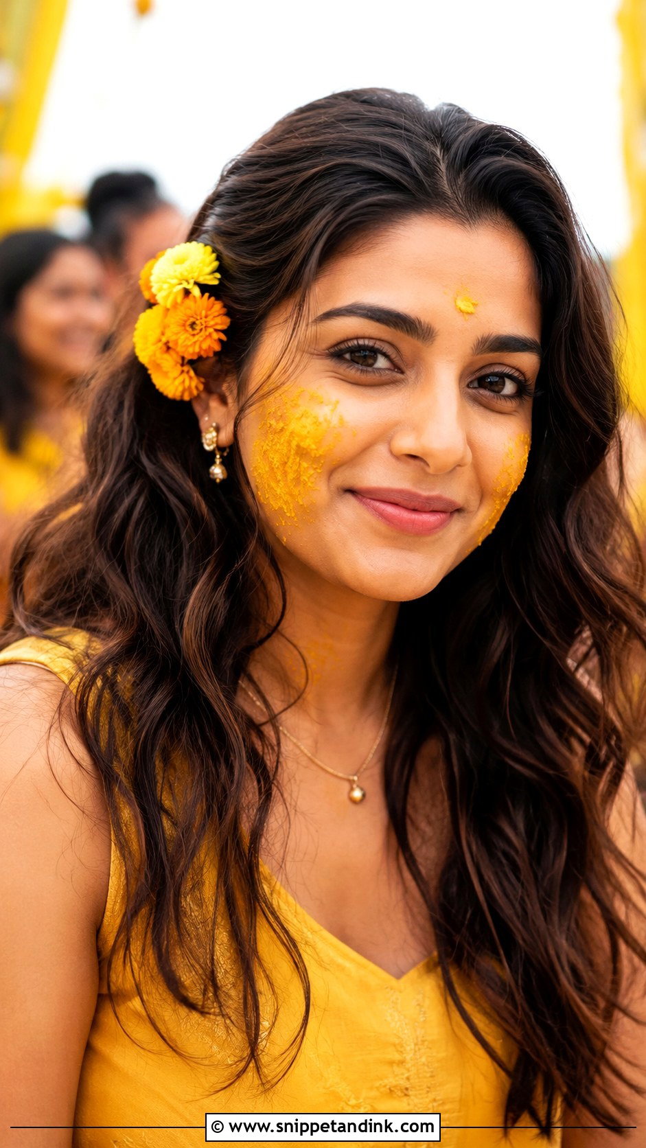 Loose Beachy Waves for Haldi - Snippet and Ink - 25 Indian Bridal Open Hairstyles