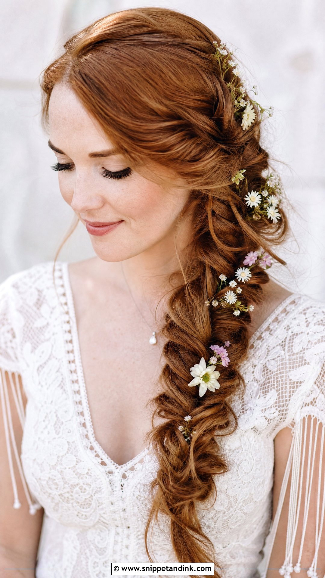 Loose Boho Braid Wedding Hairstyle - Snippet and Ink - 20 Wedding Hairstyles for Chubby Face