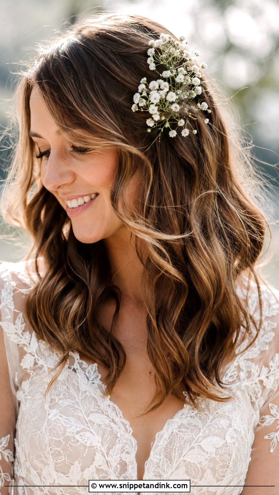 Loose Boho Waves With Flowers - Snippet and Ink - 20 Bohemian Wedding Hairstyles