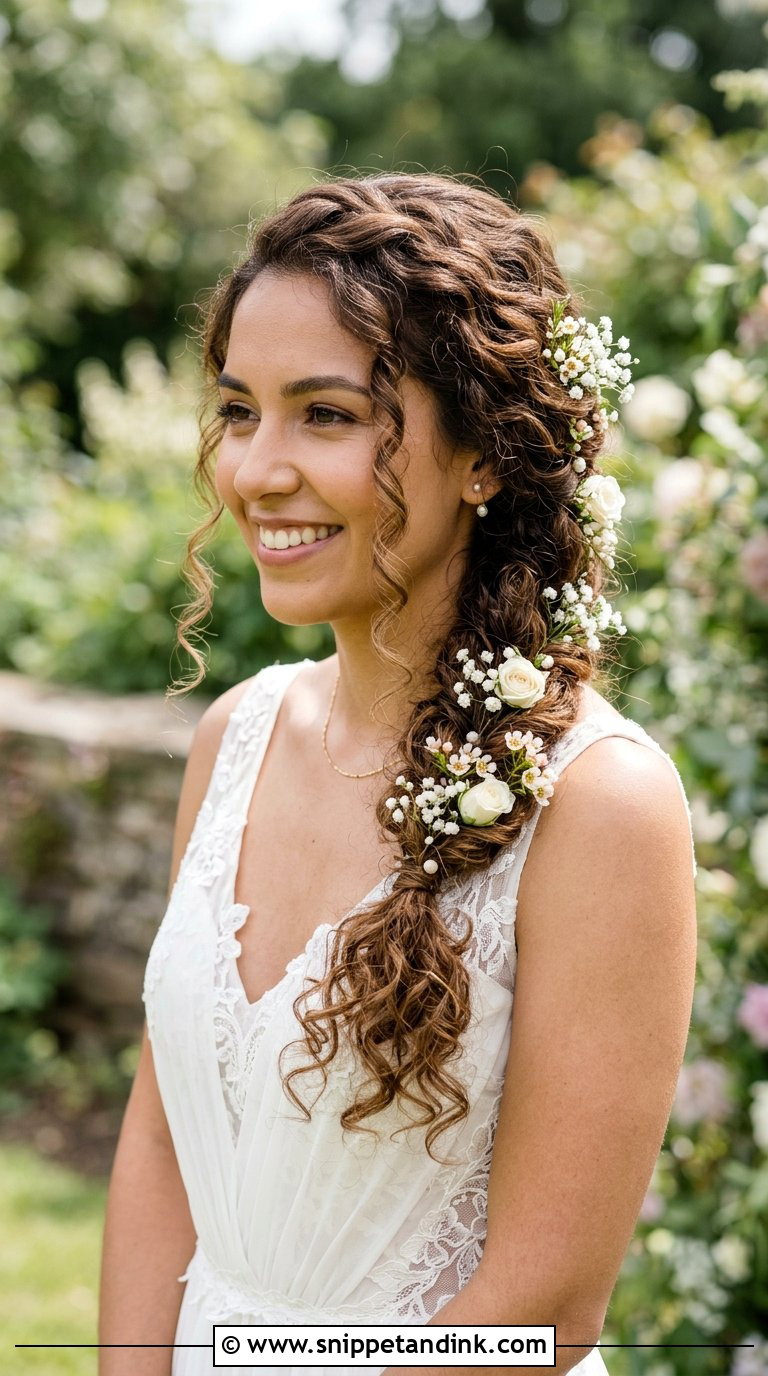 Loose Braid With Curls for Bride - Snippet and Ink - 20 Braid Hairstyle for Bride Ideas