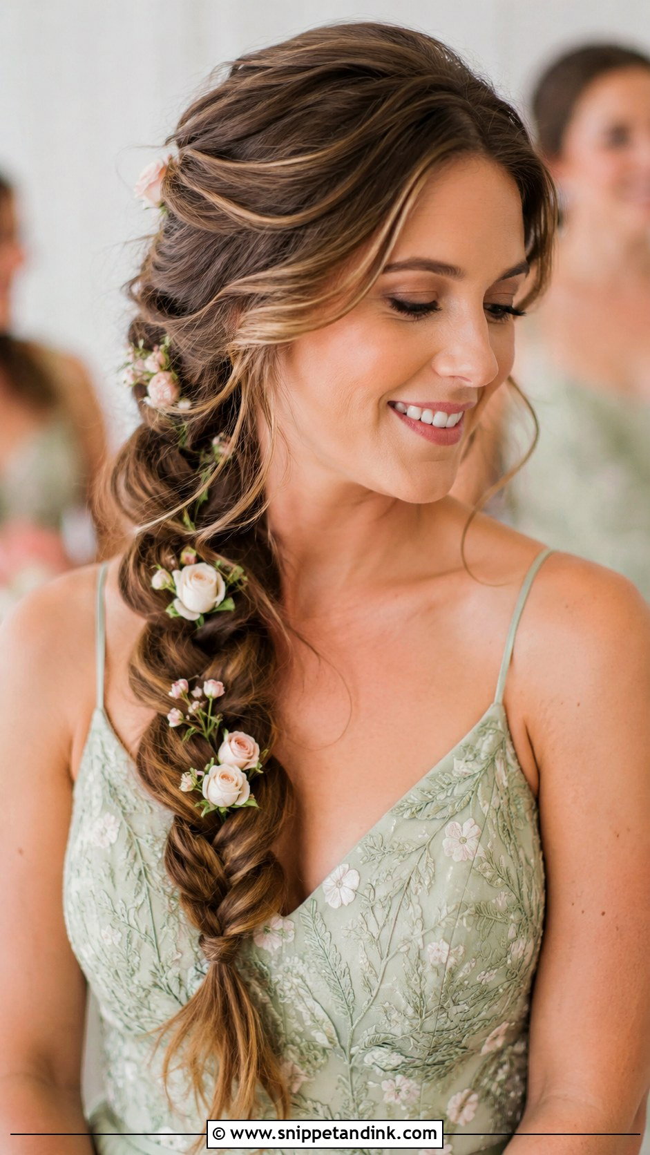 Loose Braid With Flowers For Bridesmaid - Snippet and Ink - 20 Braid Hairstyles for Wedding Bridesmaid
