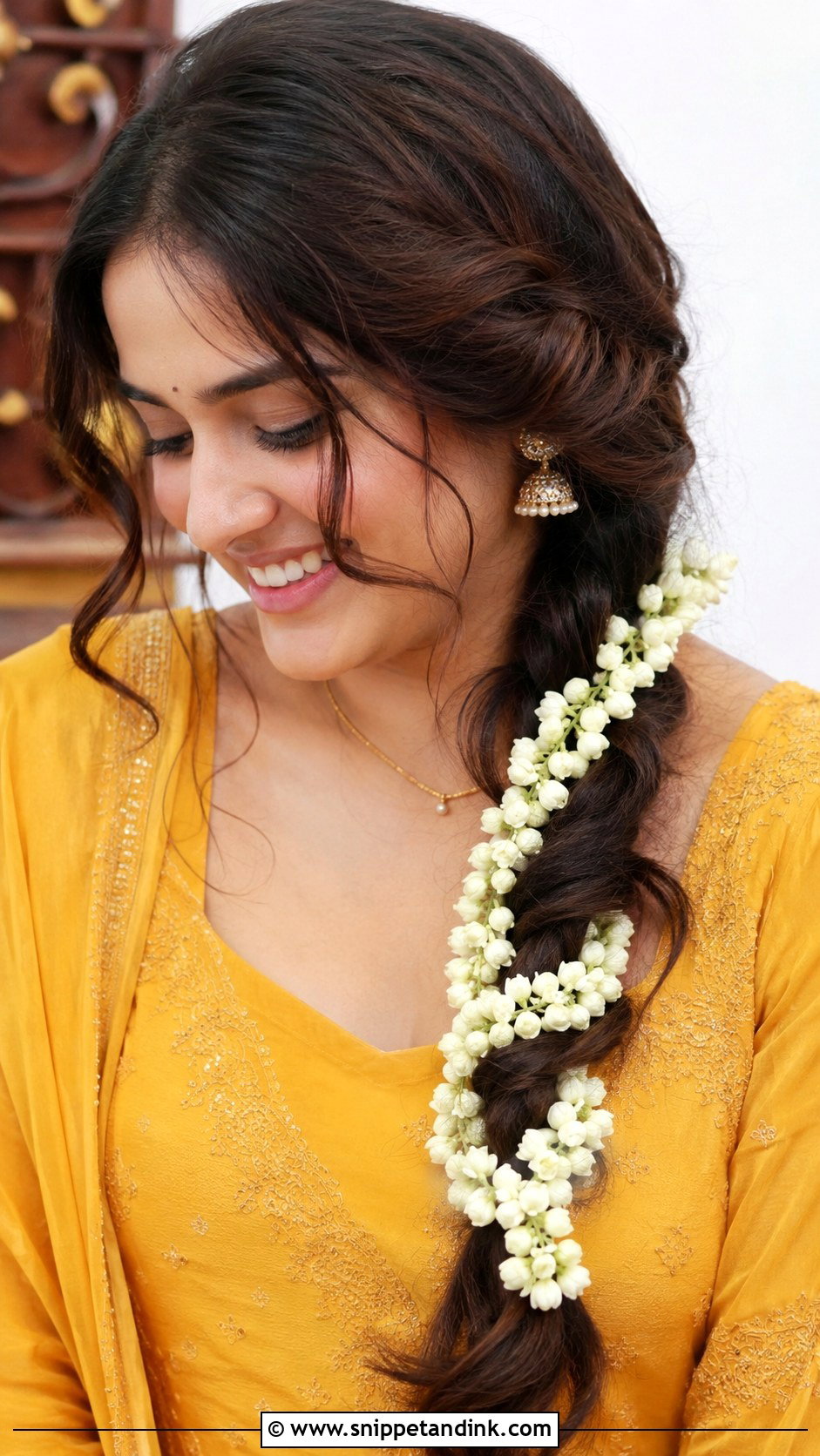 Loose Braid With Mogra - Snippet and Ink - 25 Indian Bridal Wedding Hairstyles