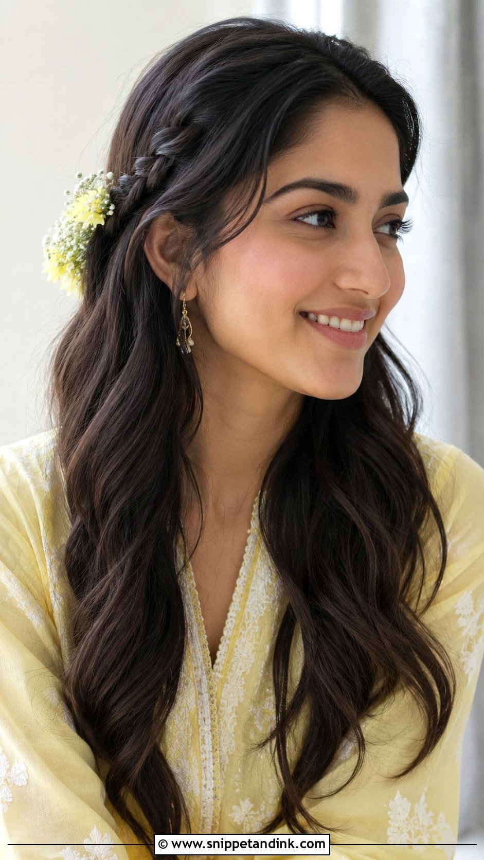 Loose Braid With Open Hair - Snippet and Ink - 20 Haldi Braid Hairstyles for Bride