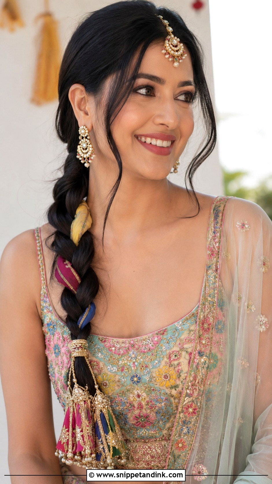 Loose Braid With Ribbon - Snippet and Ink - 30 Indian Hairstyles for Weddings