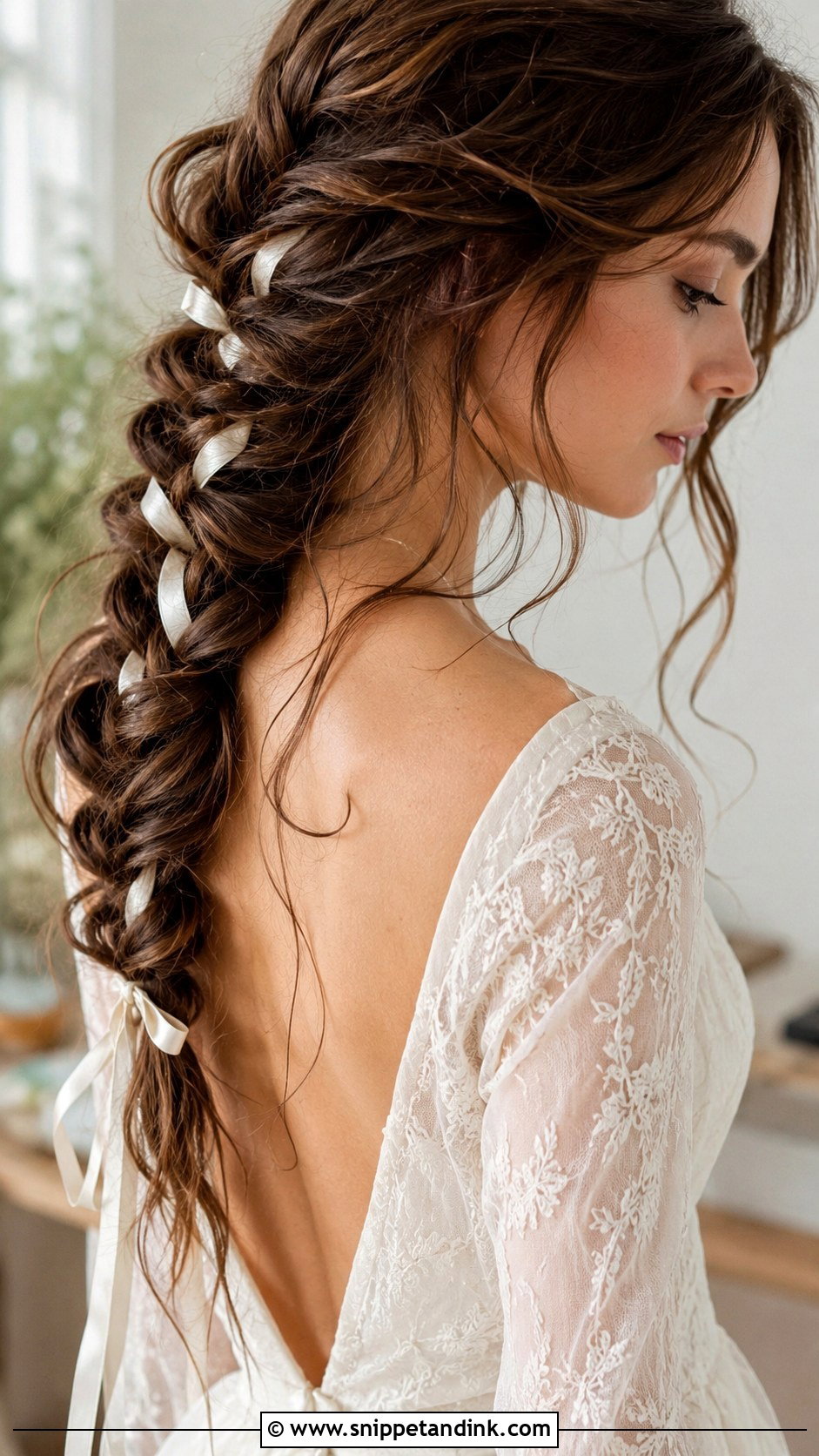Loose Braid With Ribbon Detail - Snippet and Ink - 20 Boho Bride Hairstyles