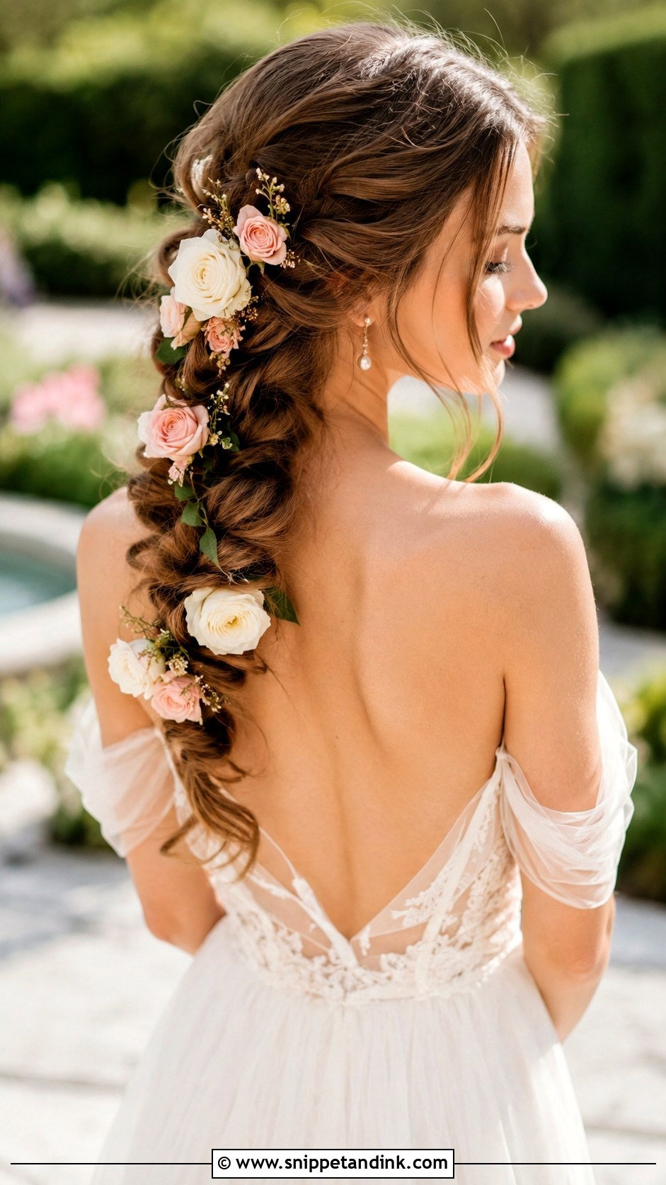Loose Braid With Roses - Snippet and Ink - 25 Wedding Hair with Flowers