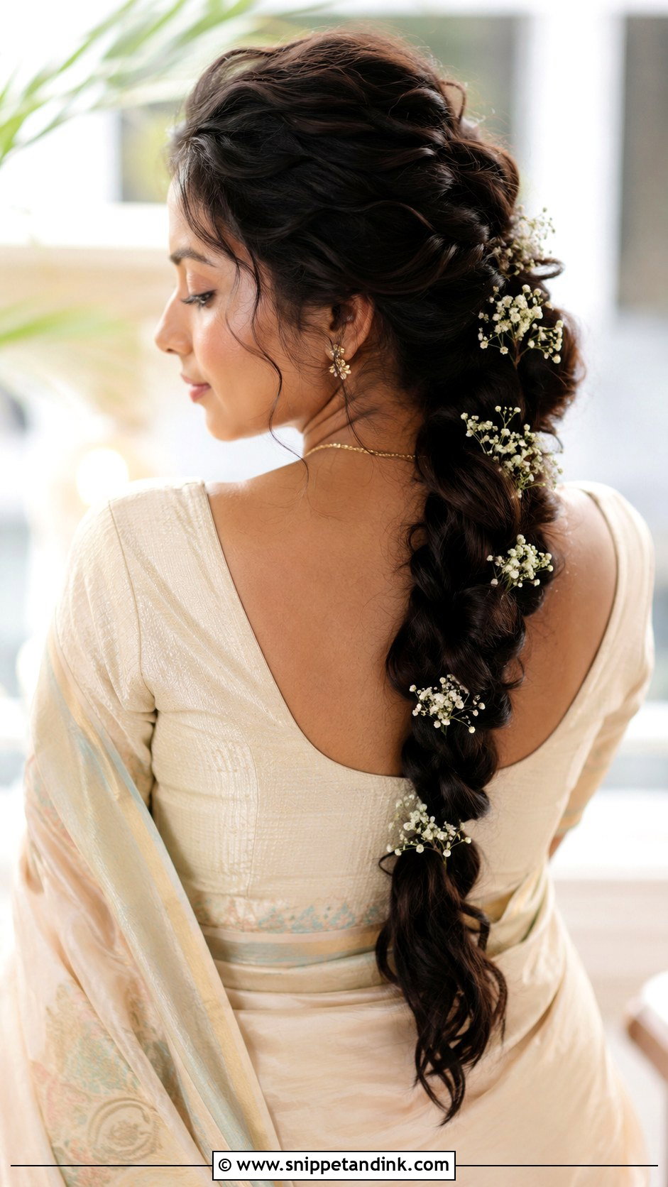 Loose Braid with Babys Breath - Snippet and Ink - 25 Kerala Hindu Bridal Hairstyles