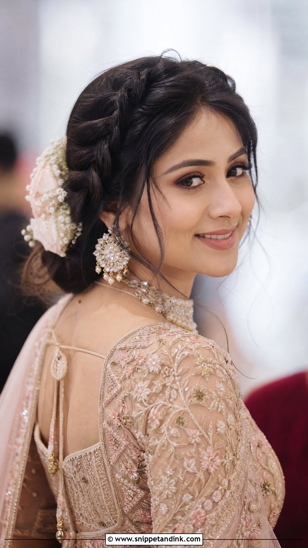Loose Braided Bun Engagement Look - Snippet and Ink - 30 Engagement Hairstyles Front Look