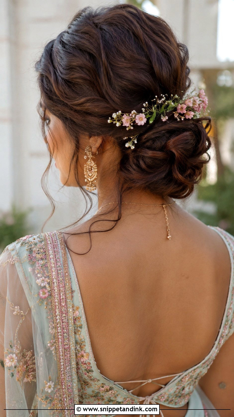 Loose Braided Bun With Flowers - Snippet and Ink - 25 Indian Bridal Hair Buns