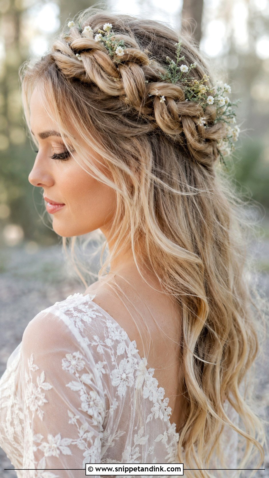 Loose Braided Crown Bridal Hair - Snippet and Ink - 20 Loose Bridal Hair Ideas