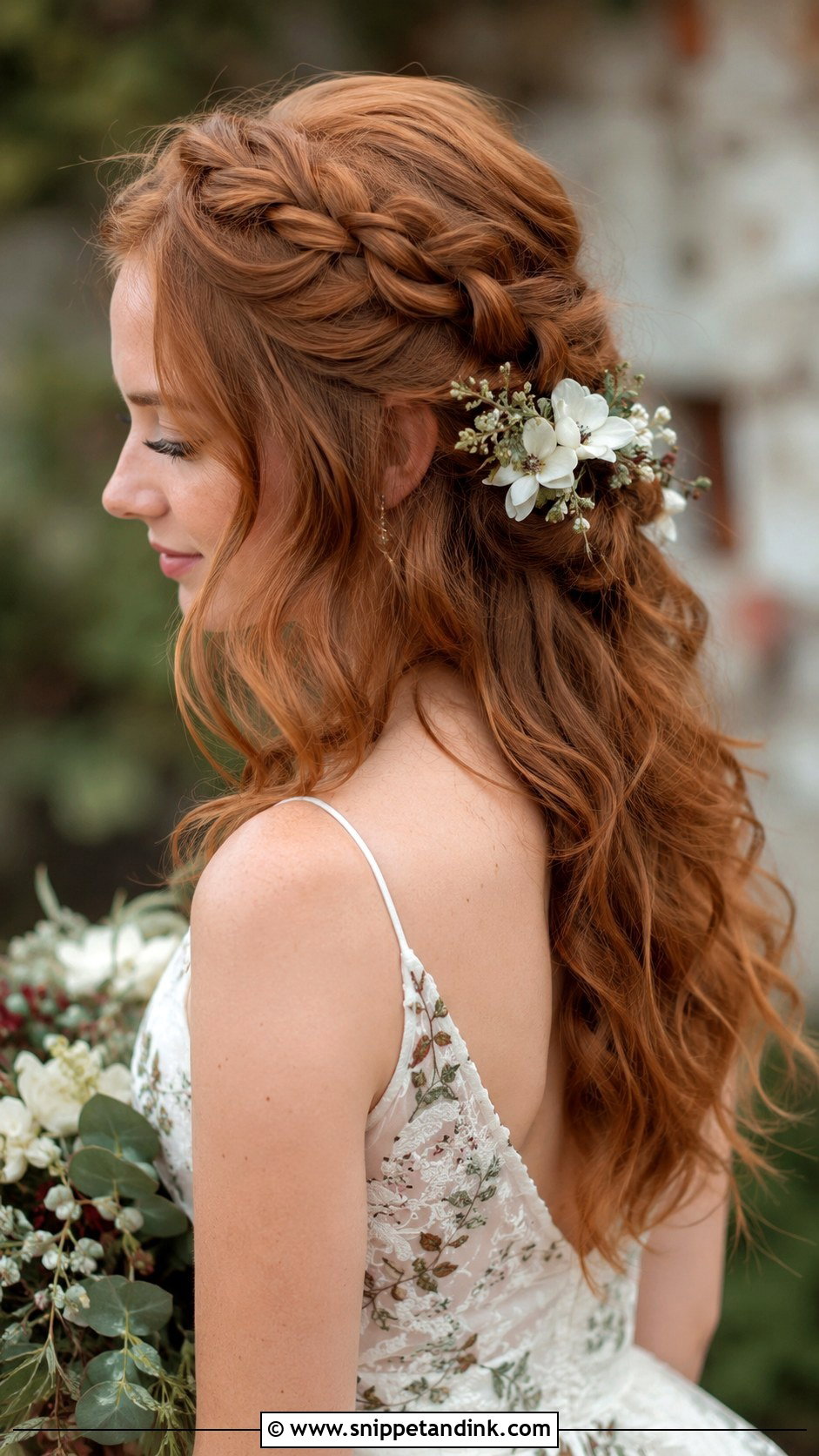 Loose Braided Half Up - Snippet and Ink - 25 Bride Hair Styles