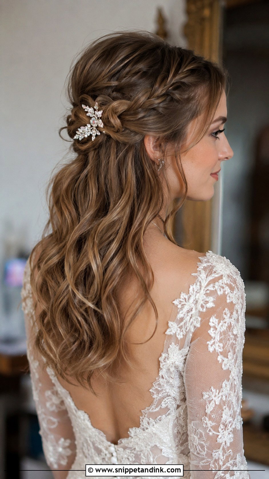 Loose Braided Half Up Wedding Hair - Snippet and Ink - 20 Loose Braid Wedding Hair Ideas