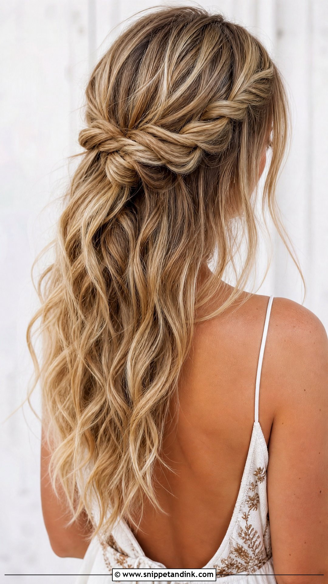 Loose Braided Half Updo With Waves - Snippet and Ink - 20 Braided Hairstyles for Wedding Guest