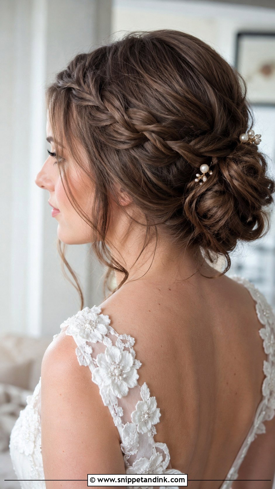 Loose Braided Low Bun Wedding Hair - Snippet and Ink - 20 Loose Braid Wedding Hair Ideas