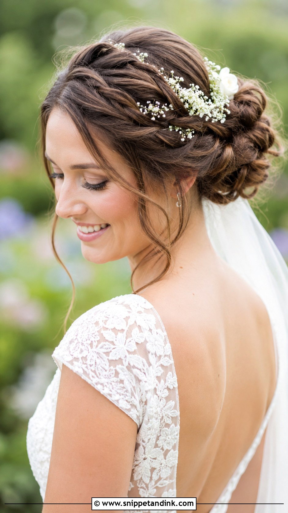 Loose Braided Updo With Fresh Flowers - Snippet and Ink - 25 Whimsical Wedding Hair Ideas
