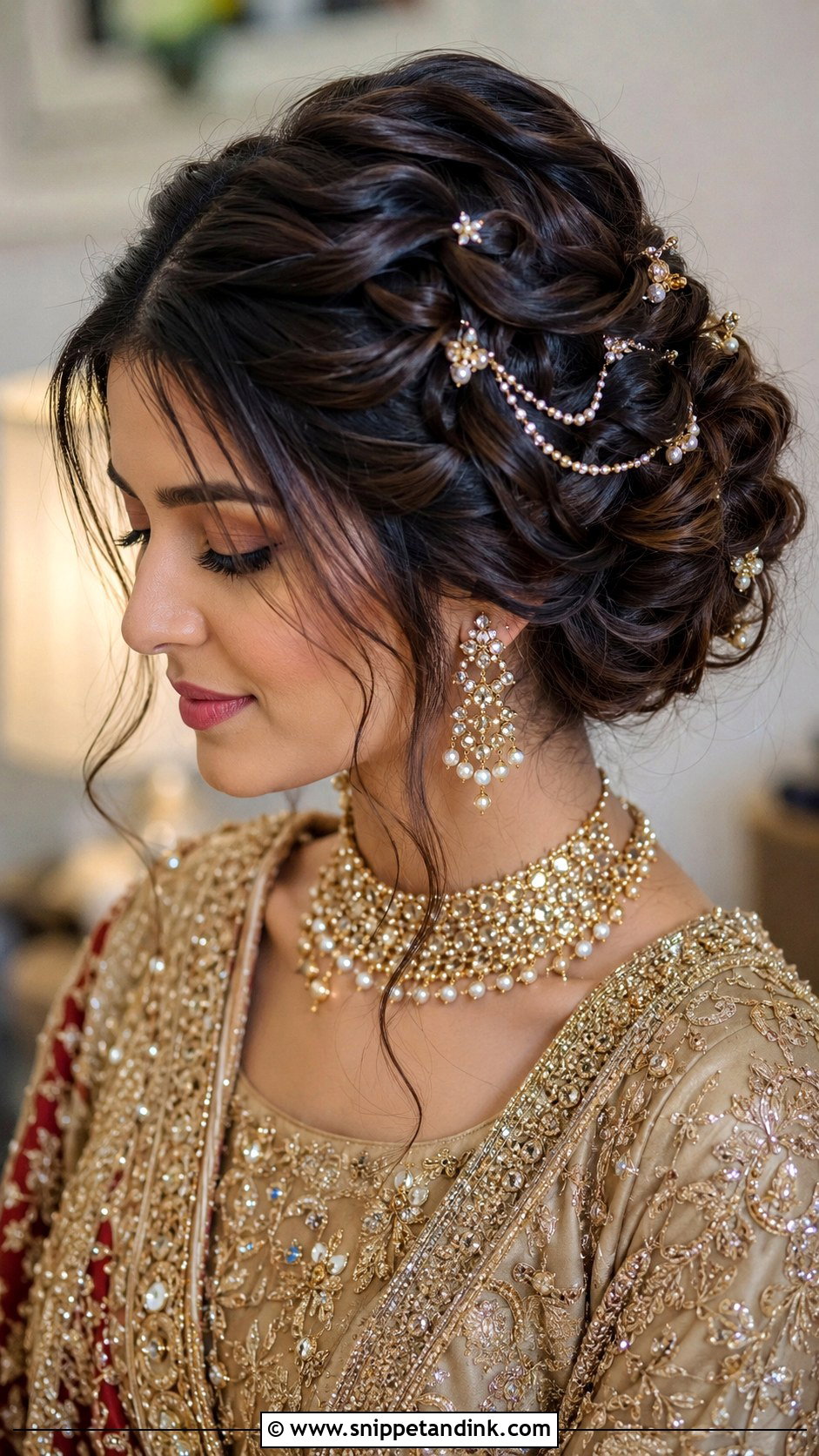 Loose Braided Updo With Jewelry - Snippet and Ink - 25 Pakistani Wedding Hairstyles