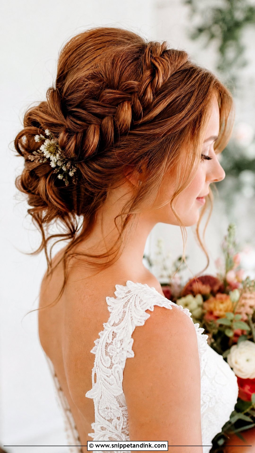 Loose Braided Updo With Waves - Snippet and Ink - 20 Soft Wedding Updo Ideas