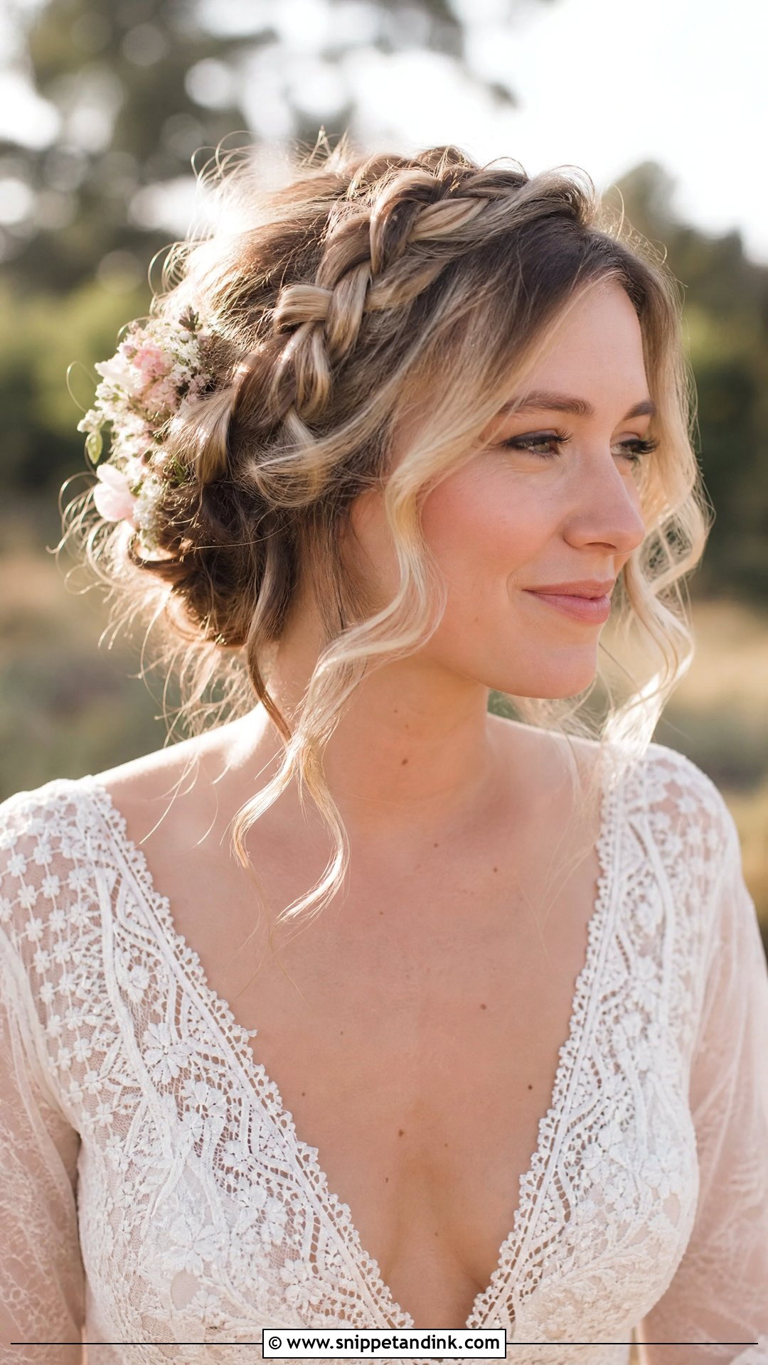 Loose Braided Updo with Waves - Snippet and Ink - 20 Simple Wedding Updos for Long Hair