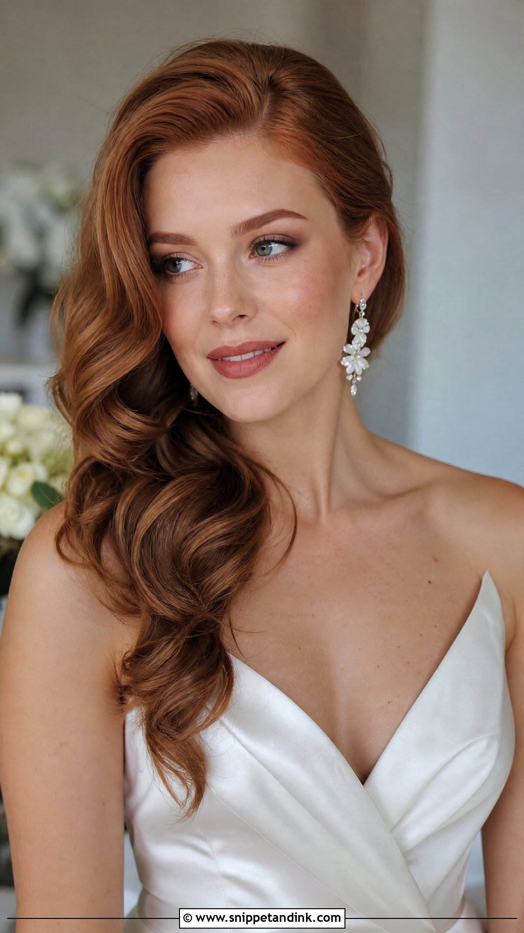 Loose Bridal Side Swept Hair - Snippet and Ink - 15 Bridal Loose Hairstyles