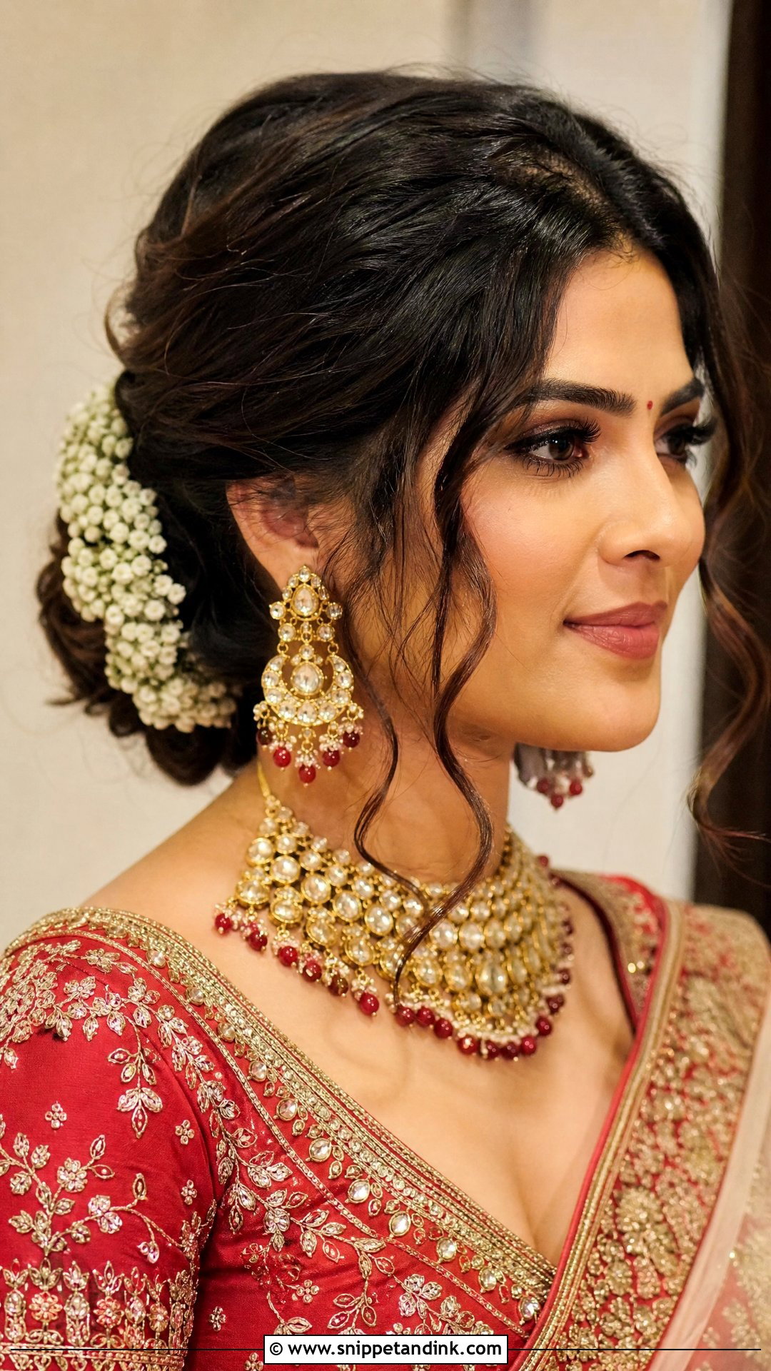 Loose Bun With Front Curls - Snippet and Ink - 20 Loose Indian Wedding Hairstyles