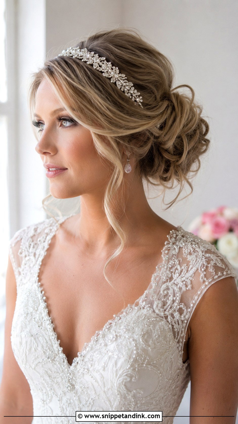Loose Bun With Headband - Snippet and Ink - 25 Loose Bun Wedding Hair Ideas