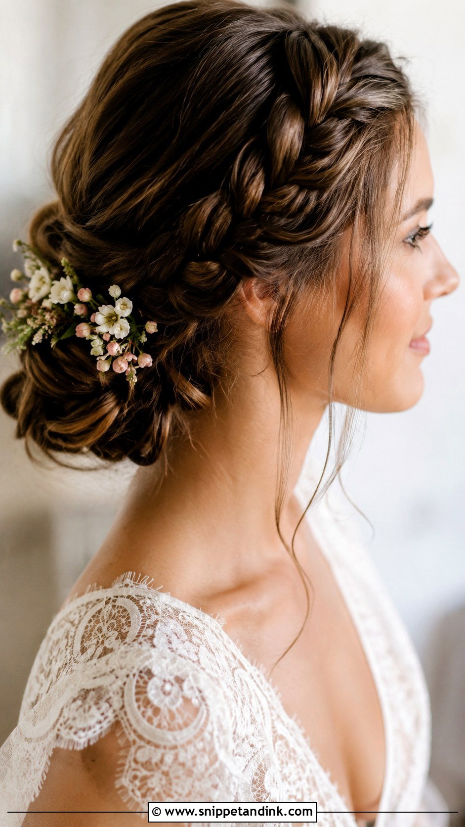 Loose Bun With Side Braid - Snippet and Ink - 25 Loose Bun Wedding Hair Ideas