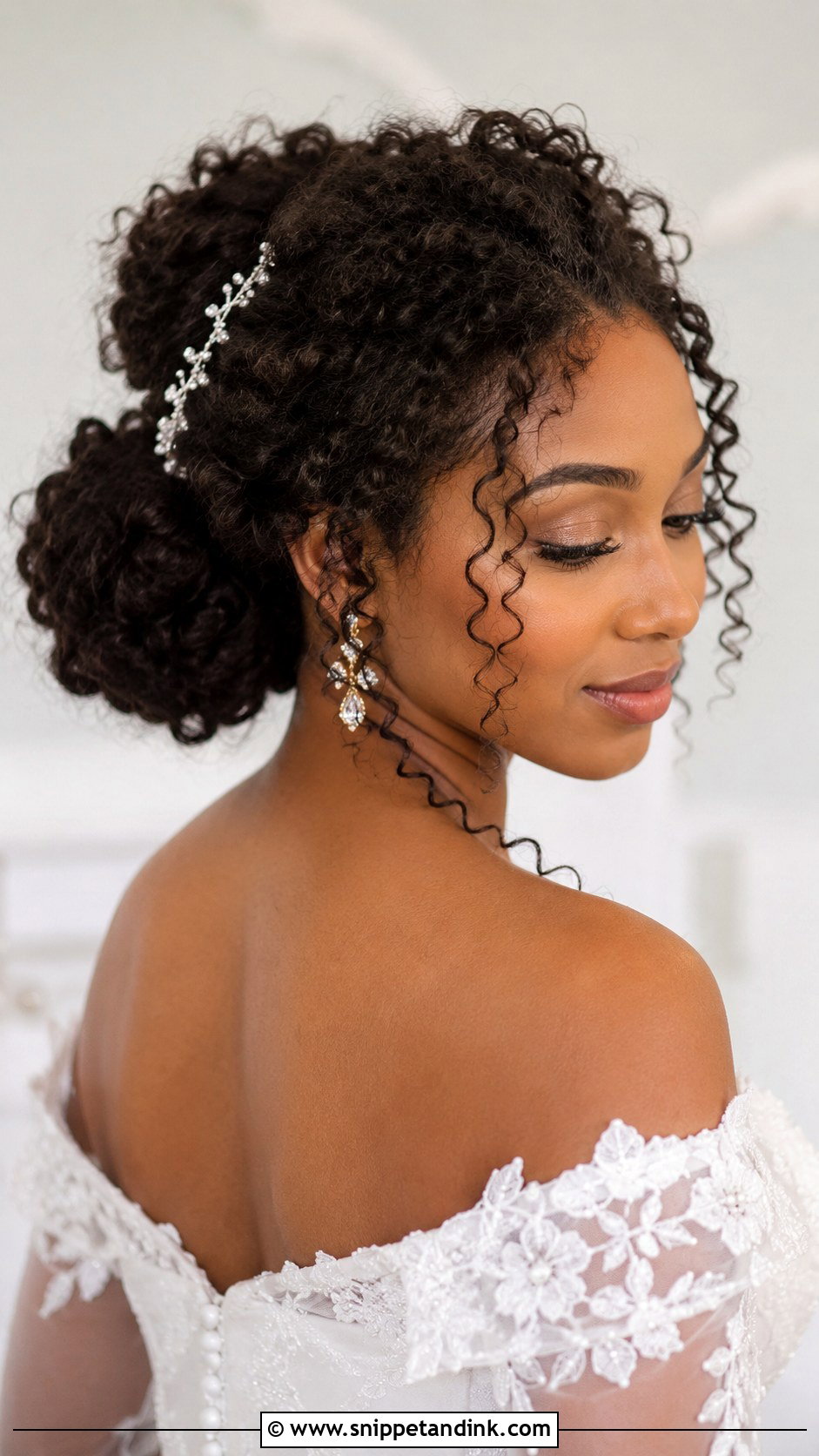 Loose Bun for Curly Hair Bride - Snippet and Ink - 25 Loose Bun Wedding Hair Ideas