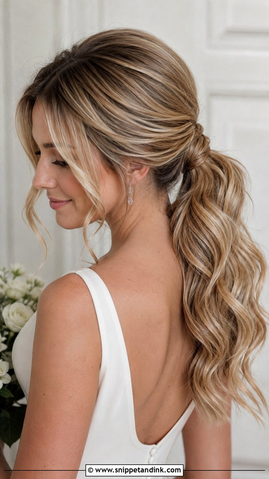Loose Curls Bridal Hair Ponytail - Snippet and Ink - 15 Loose Curls Bridal Hair