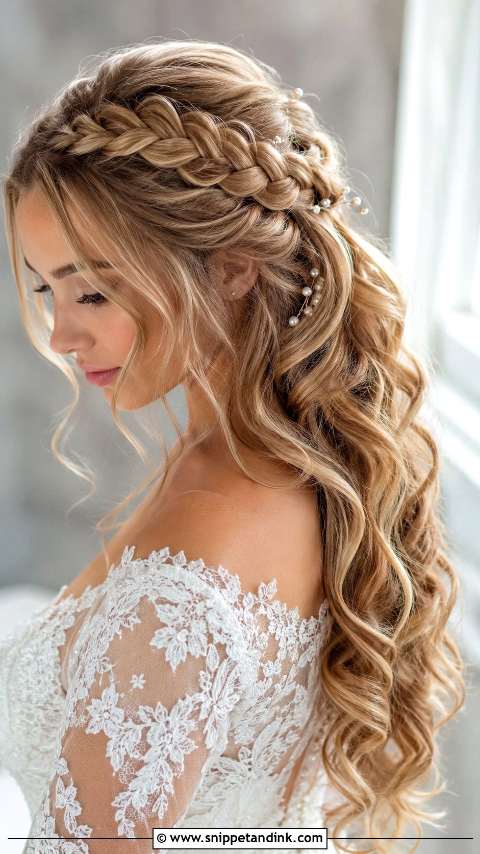 Loose Curls Bridal Hair With Braid - Snippet and Ink - 15 Loose Curls Bridal Hair