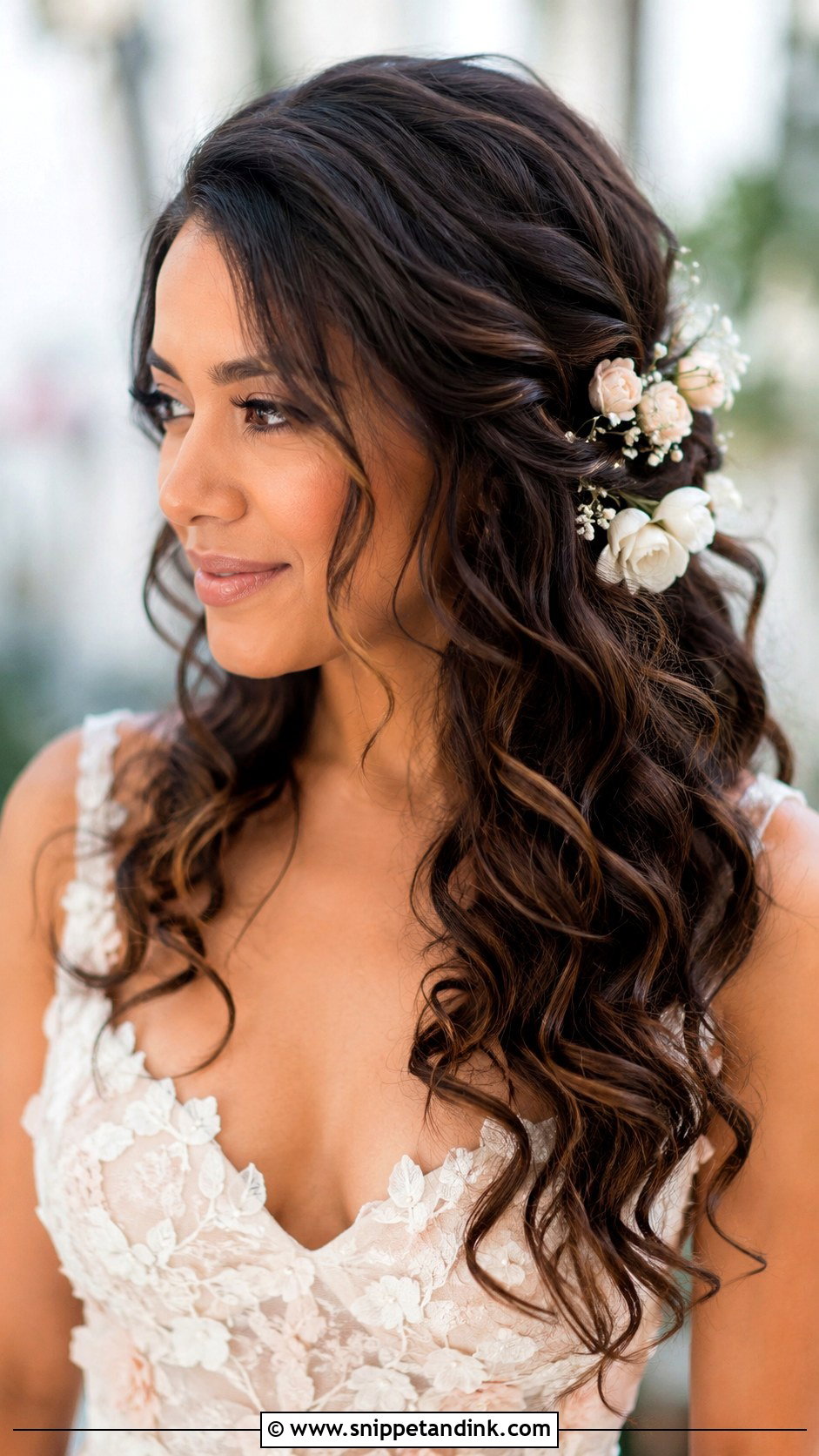 Loose Curls Bridal Hair With Flowers - Snippet and Ink - 15 Loose Curls Bridal Hair
