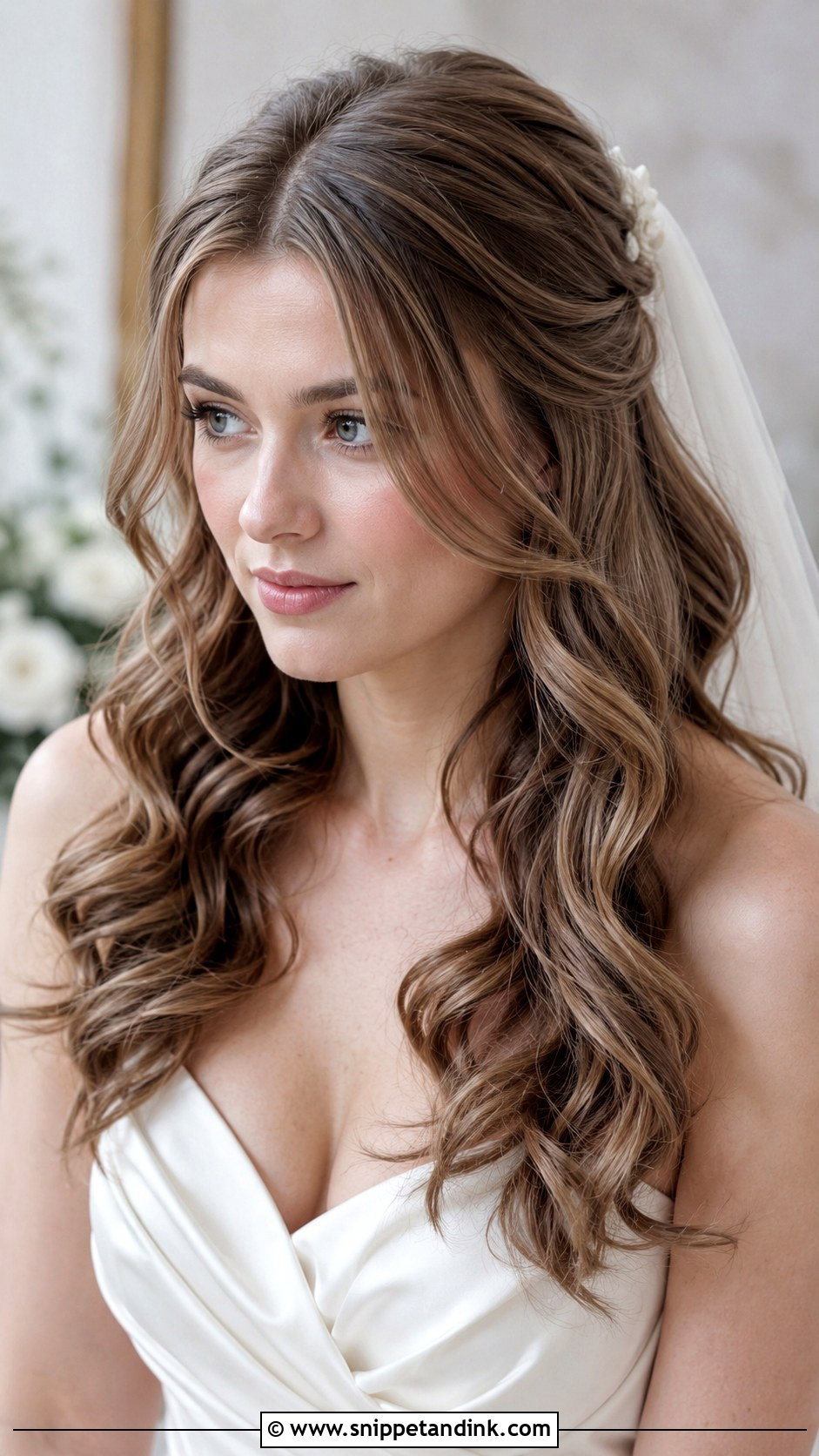 Loose Curls Bridal Hair With Middle Part - Snippet and Ink - 15 Loose Curls Bridal Hair