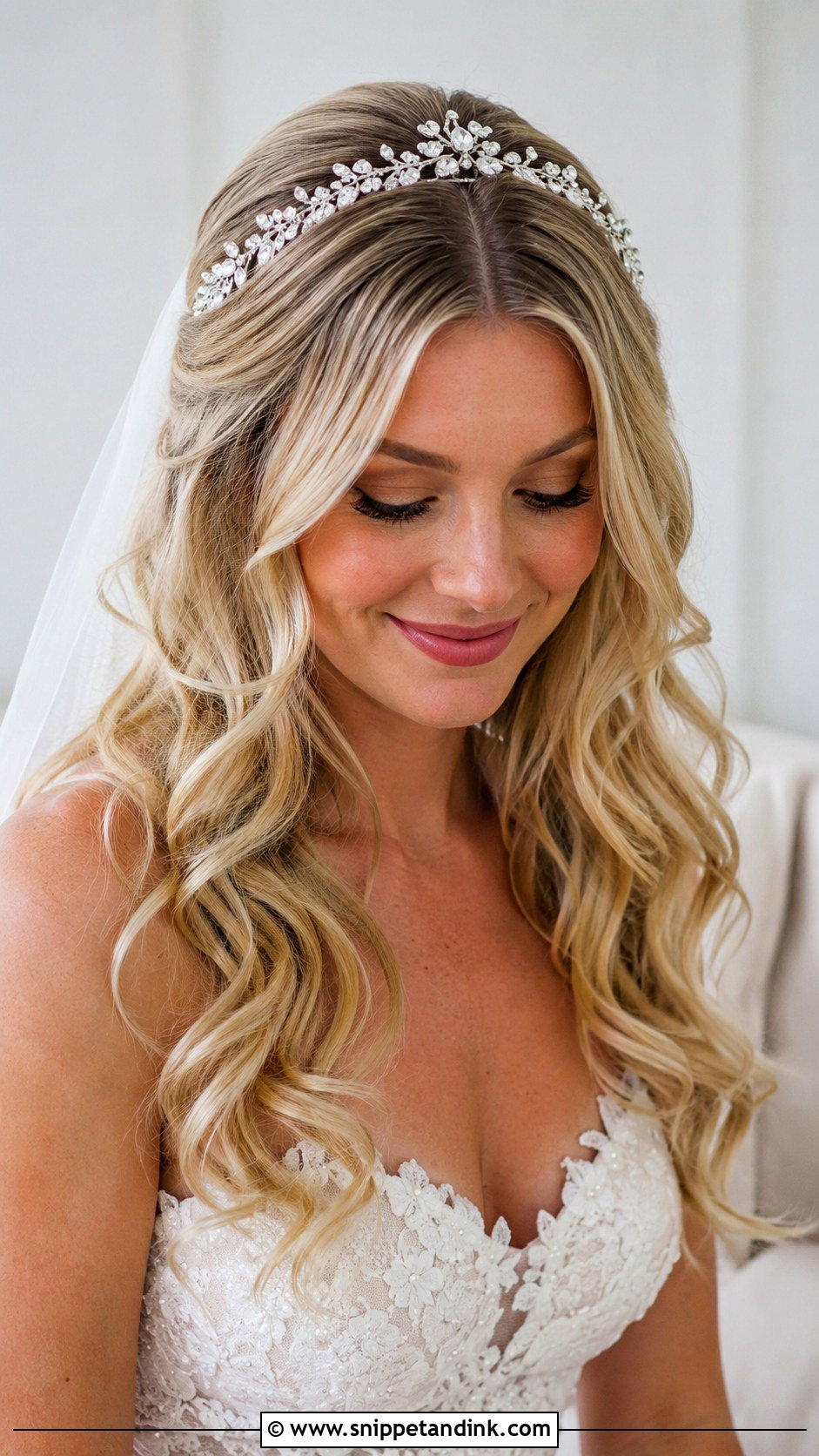 Loose Curls Bridal Hair With Tiara - Snippet and Ink - 15 Loose Curls Bridal Hair
